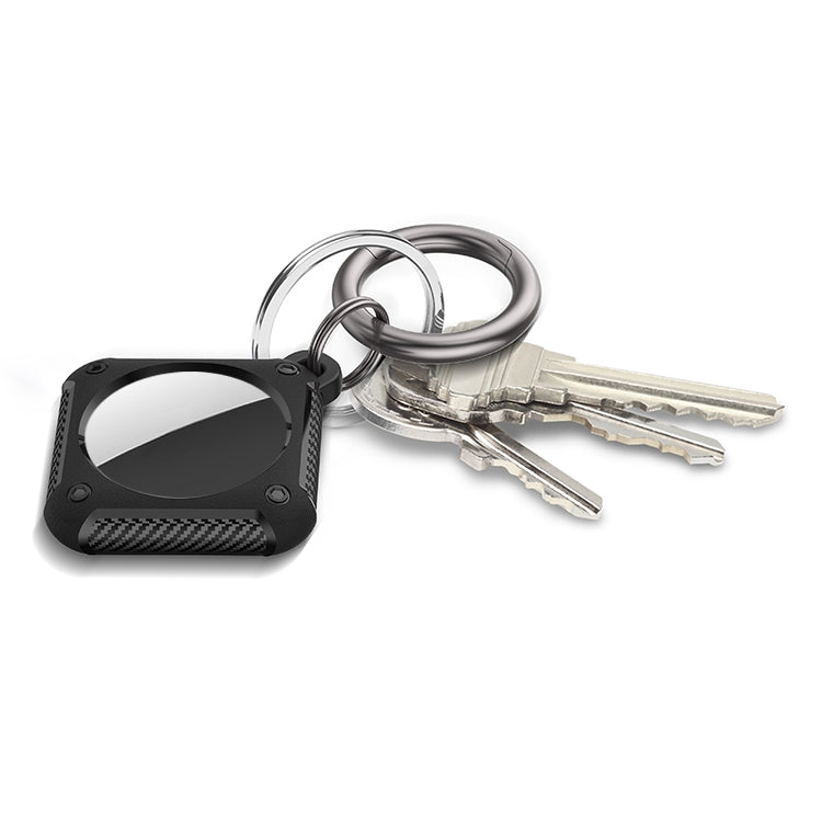 Armor Square Carbon Fiber Case with Keychain Ring for AirTag