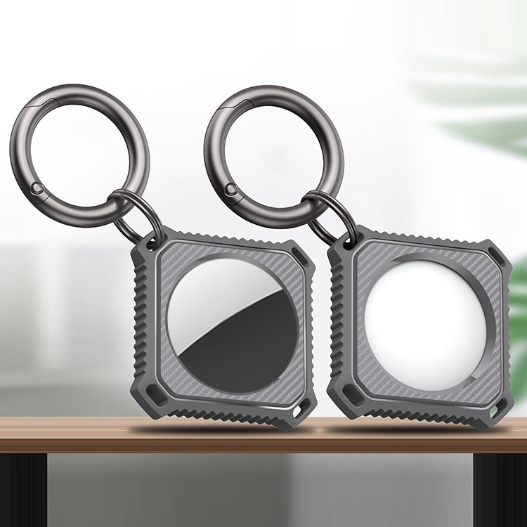 Four Square Carbon Fiber Case with Keychain Ring for AirTag