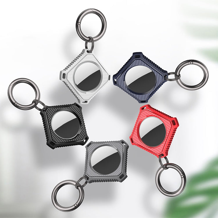 Four Square Carbon Fiber Case with Keychain Ring for AirTag