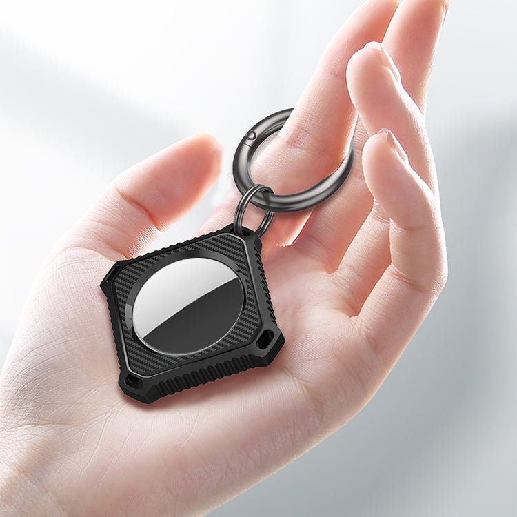 Four Square Carbon Fiber Case with Keychain Ring for AirTag