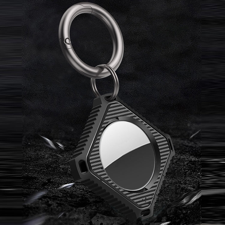 Four Square Carbon Fiber Case with Keychain Ring for AirTag