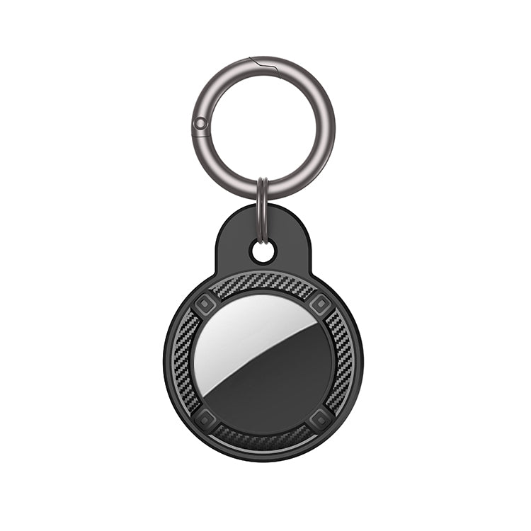 Round Shape Carbon Fiber Anti-fall Case with Keychain Ring for AirTag