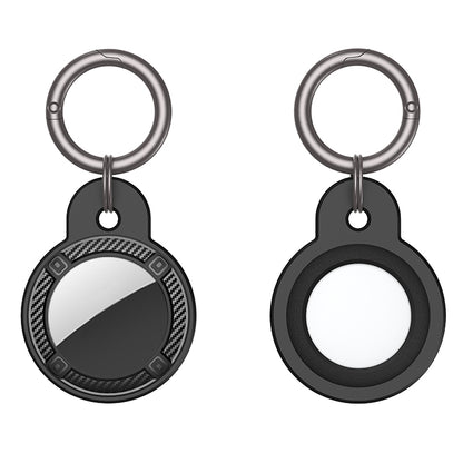 Round Shape Carbon Fiber Anti-fall Case with Keychain Ring for AirTag