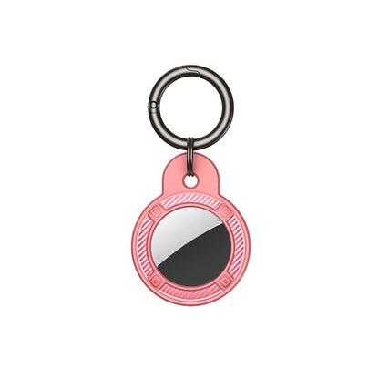 Round Shape Carbon Fiber Anti-fall Case with Keychain Ring for AirTag