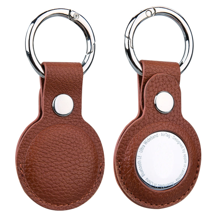 Litchi Texture Leather Protective Case with Key Ring for AirTag