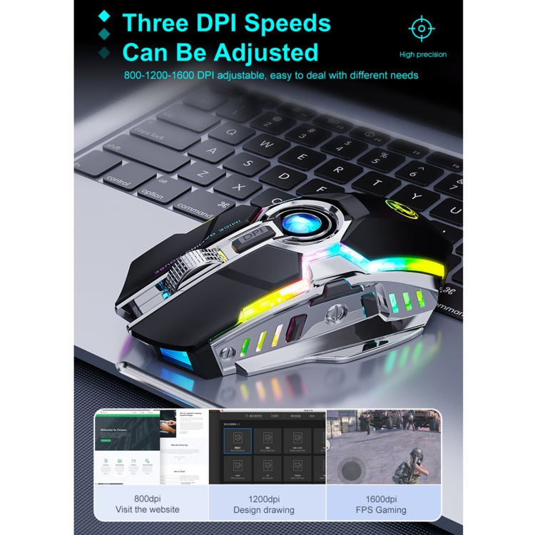 iMICE G7 Colorful Streamer Lights Rechargeable Silent Wireless Mouse