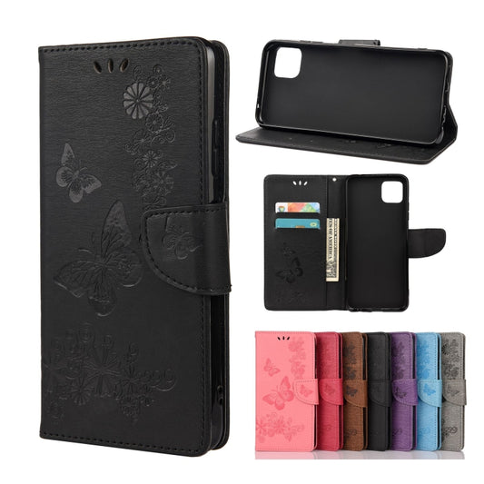 Vintage Embossed Floral Butterfly Pattern Horizontal Flip Leather Case with Card Slot & Holder & Wallet & Lanyard, For Samsung Galaxy A22 5G, For Sony Xperia 10 III, For Xiaomi Mi 11