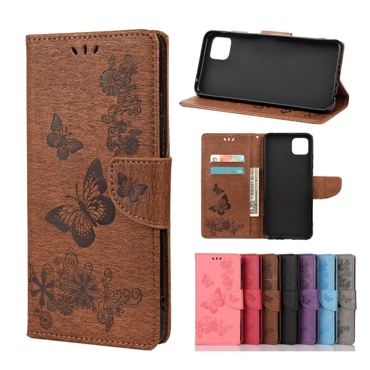 Vintage Embossed Floral Butterfly Pattern Horizontal Flip Leather Case with Card Slot & Holder & Wallet & Lanyard, For Samsung Galaxy A22 5G, For Sony Xperia 10 III, For Xiaomi Mi 11