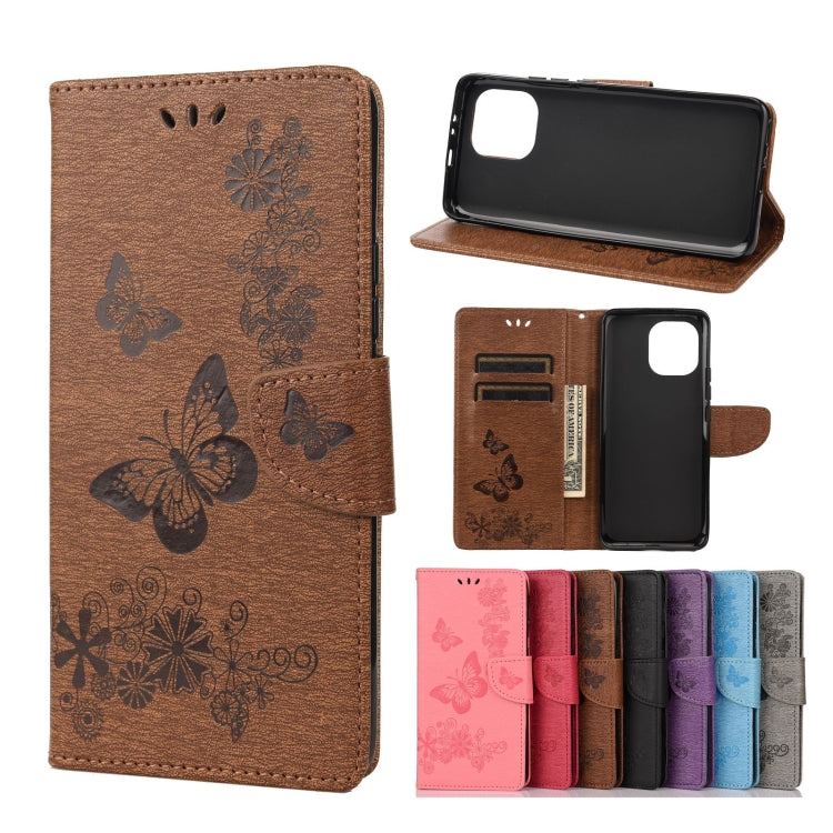 Vintage Embossed Floral Butterfly Pattern Horizontal Flip Leather Case with Card Slot & Holder & Wallet & Lanyard, For Samsung Galaxy A22 5G, For Sony Xperia 10 III, For Xiaomi Mi 11