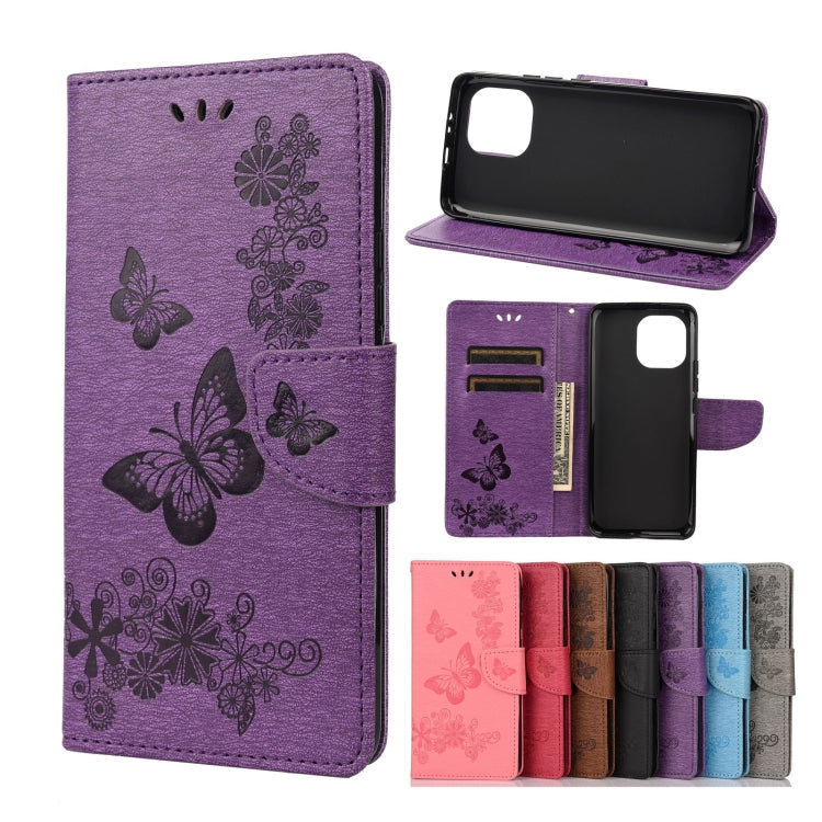 Vintage Embossed Floral Butterfly Pattern Horizontal Flip Leather Case with Card Slot & Holder & Wallet & Lanyard, For Samsung Galaxy A22 5G, For Sony Xperia 10 III, For Xiaomi Mi 11