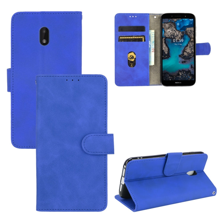 Solid Color Skin Feel Magnetic Buckle Horizontal Flip Calf Texture PU Leather Case with Holder & Card Slots & Wallet, For Motorola Moto G Stylus 5G, For Nokia C1 Plus