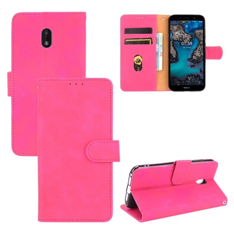 Solid Color Skin Feel Magnetic Buckle Horizontal Flip Calf Texture PU Leather Case with Holder & Card Slots & Wallet, For Motorola Moto G Stylus 5G, For Nokia C1 Plus