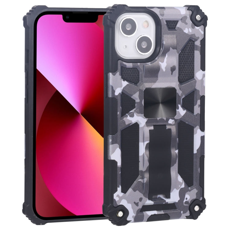Camouflage Armor Shockproof TPU + PC Magnetic Protective Case with Holder