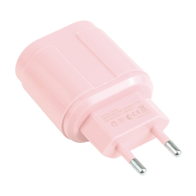 13-22 2.1A Dual USB Macarons Travel Charger,, EU Plug, US Plug
