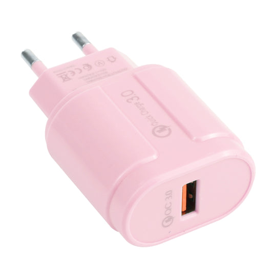13-3 QC3.0 Single USB Interface Macarons Travel Charger,, EU Plug, US Plug