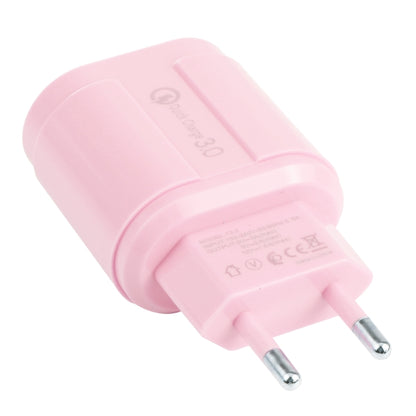 13-222 QC3.0 USB + 2.1A Dual USB Ports Macarons Travel Charger,, EU Plug, US Plug