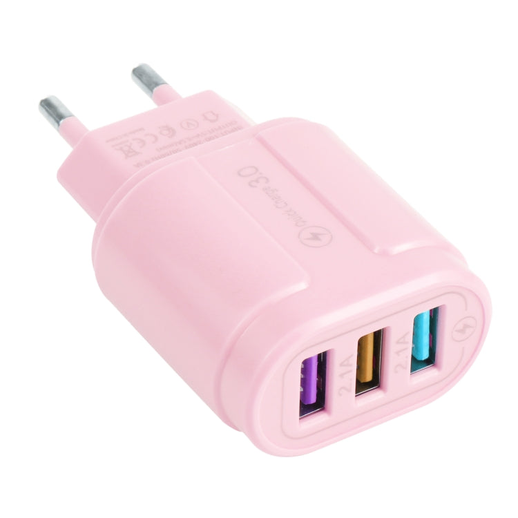 13-222 QC3.0 USB + 2.1A Dual USB Ports Macarons Travel Charger,, EU Plug, US Plug