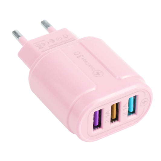 13-222 QC3.0 USB + 2.1A Dual USB Ports Macarons Travel Charger,, EU Plug, US Plug