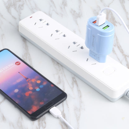 13-222 QC3.0 USB + 2.1A Dual USB Ports Macarons Travel Charger,, EU Plug, US Plug