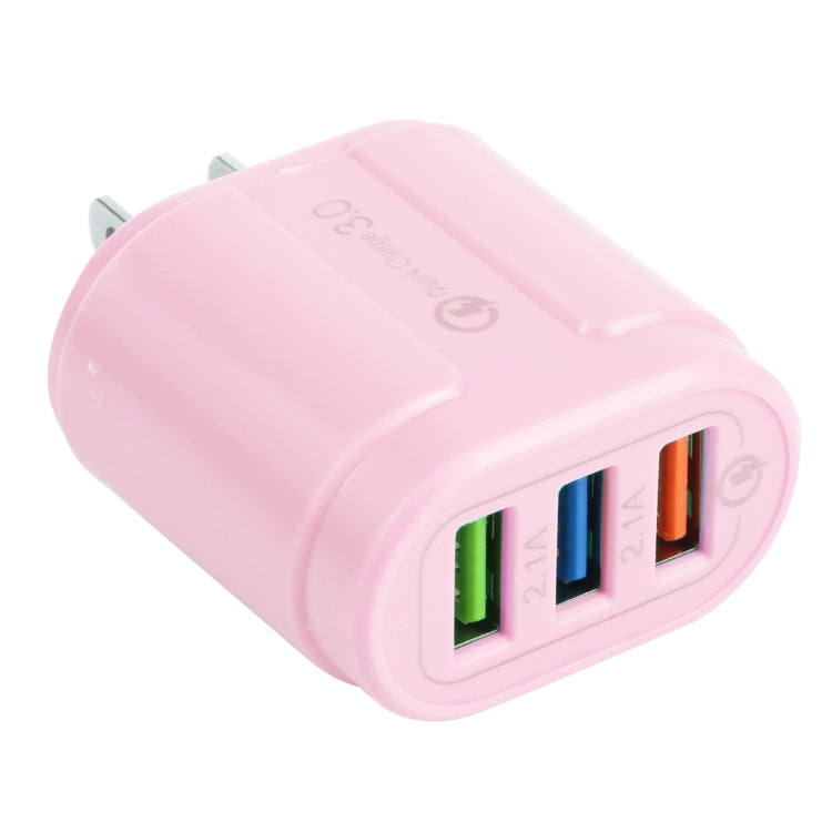 13-222 QC3.0 USB + 2.1A Dual USB Ports Macarons Travel Charger,, EU Plug, US Plug