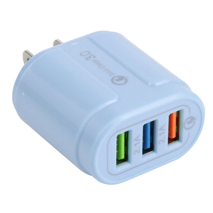 13-222 QC3.0 USB + 2.1A Dual USB Ports Macarons Travel Charger,, EU Plug, US Plug