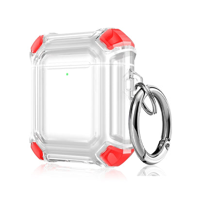 Four Corners Anti-fall Wireless Earphone Dual-color PC Protective Case with Hook, For AirPods 1/2, For AirPods Pro