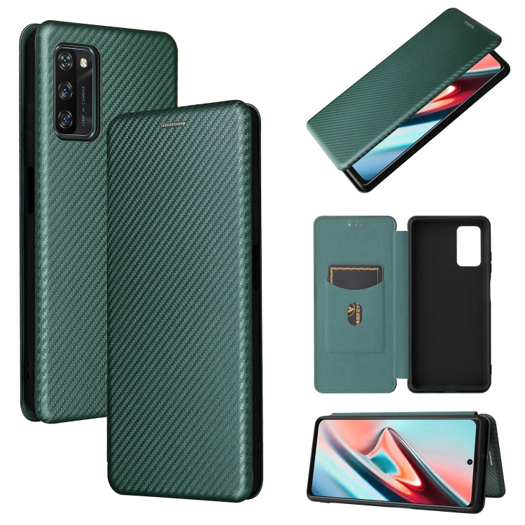 Carbon Fiber Texture Magnetic Horizontal Flip TPU + PC + PU Leather Case with Card Slot, For Blackview A100, For OnePlus Nord N200 5G