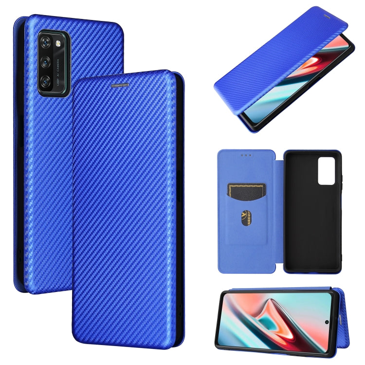 Carbon Fiber Texture Magnetic Horizontal Flip TPU + PC + PU Leather Case with Card Slot, For Blackview A100, For OnePlus Nord N200 5G