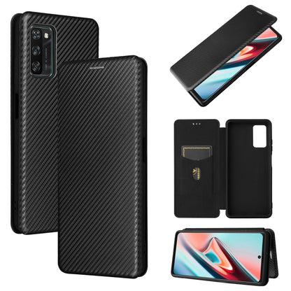 Carbon Fiber Texture Magnetic Horizontal Flip TPU + PC + PU Leather Case with Card Slot, For Blackview A100, For OnePlus Nord N200 5G