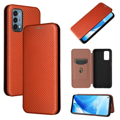 Carbon Fiber Texture Magnetic Horizontal Flip TPU + PC + PU Leather Case with Card Slot, For Blackview A100, For OnePlus Nord N200 5G