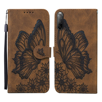 Retro Skin Feel Butterflies Embossing Horizontal Flip Leather Case with Holder & Card Slots & Wallet