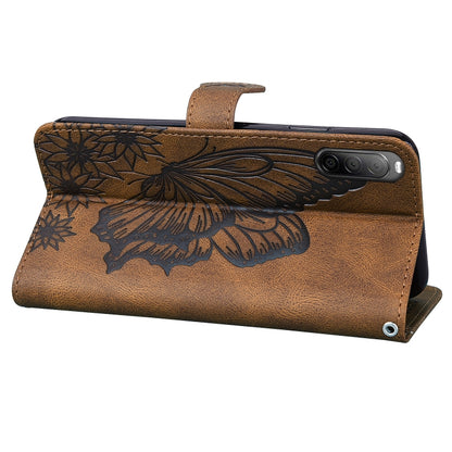 Retro Skin Feel Butterflies Embossing Horizontal Flip Leather Case with Holder & Card Slots & Wallet