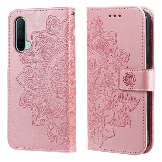 7-petal Flowers Embossing Pattern Horizontal Flip PU Leather Case with Holder & Card Slots & Wallet & Photo Frame