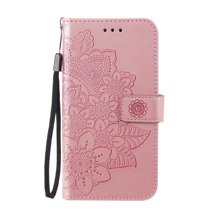 7-petal Flowers Embossing Pattern Horizontal Flip PU Leather Case with Holder & Card Slots & Wallet & Photo Frame