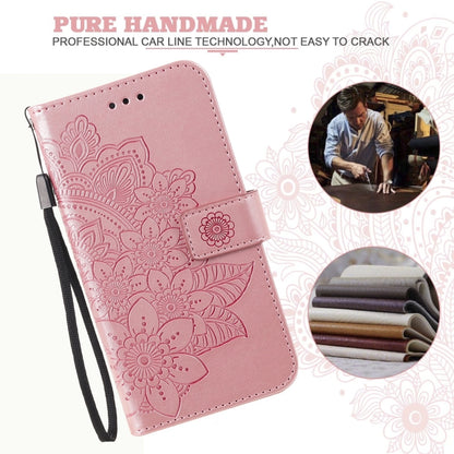 7-petal Flowers Embossing Pattern Horizontal Flip PU Leather Case with Holder & Card Slots & Wallet & Photo Frame