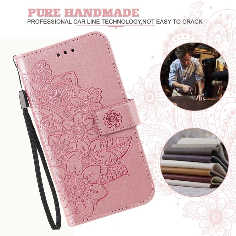 7-petal Flowers Embossing Pattern Horizontal Flip PU Leather Case with Holder & Card Slots & Wallet & Photo Frame, For OnePlus Nord CE 5G, For OnePlus Nord N200 5G
