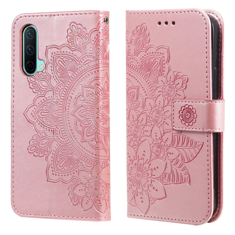 7-petal Flowers Embossing Pattern Horizontal Flip PU Leather Case with Holder & Card Slots & Wallet & Photo Frame, For OnePlus Nord CE 5G, For OnePlus Nord N200 5G