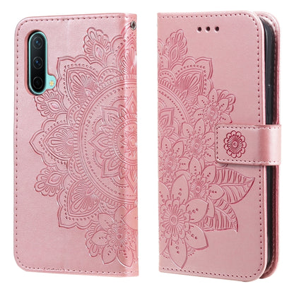 7-petal Flowers Embossing Pattern Horizontal Flip PU Leather Case with Holder & Card Slots & Wallet & Photo Frame, For OnePlus Nord CE 5G, For OnePlus Nord N200 5G
