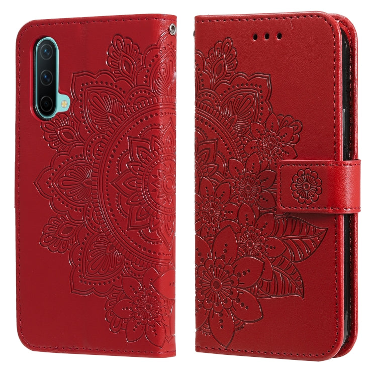 7-petal Flowers Embossing Pattern Horizontal Flip PU Leather Case with Holder & Card Slots & Wallet & Photo Frame, For OnePlus Nord CE 5G, For OnePlus Nord N200 5G