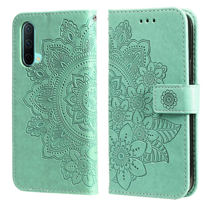7-petal Flowers Embossing Pattern Horizontal Flip PU Leather Case with Holder & Card Slots & Wallet & Photo Frame, For OnePlus Nord CE 5G, For OnePlus Nord N200 5G