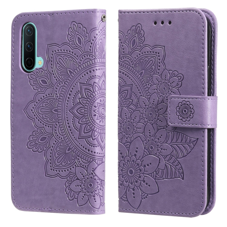 7-petal Flowers Embossing Pattern Horizontal Flip PU Leather Case with Holder & Card Slots & Wallet & Photo Frame, For OnePlus Nord CE 5G, For OnePlus Nord N200 5G