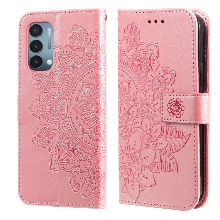 7-petal Flowers Embossing Pattern Horizontal Flip PU Leather Case with Holder & Card Slots & Wallet & Photo Frame, For OnePlus Nord CE 5G, For OnePlus Nord N200 5G