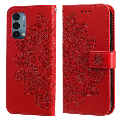 7-petal Flowers Embossing Pattern Horizontal Flip PU Leather Case with Holder & Card Slots & Wallet & Photo Frame, For OnePlus Nord CE 5G, For OnePlus Nord N200 5G