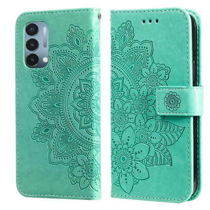 7-petal Flowers Embossing Pattern Horizontal Flip PU Leather Case with Holder & Card Slots & Wallet & Photo Frame, For OnePlus Nord CE 5G, For OnePlus Nord N200 5G