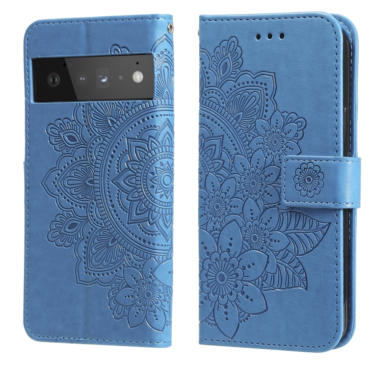 7-petal Flowers Embossing Pattern Horizontal Flip PU Leather Case with Holder & Card Slots & Wallet & Photo Frame, For Google Pixel 6, For Google Pixel 6 Pro