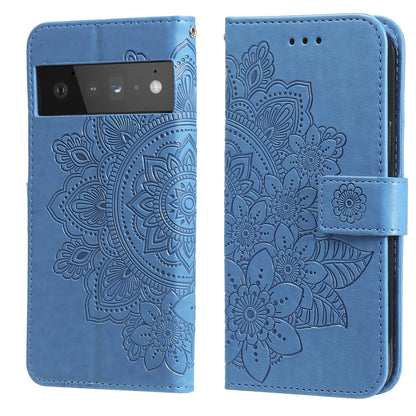 7-petal Flowers Embossing Pattern Horizontal Flip PU Leather Case with Holder & Card Slots & Wallet & Photo Frame, For Google Pixel 6, For Google Pixel 6 Pro