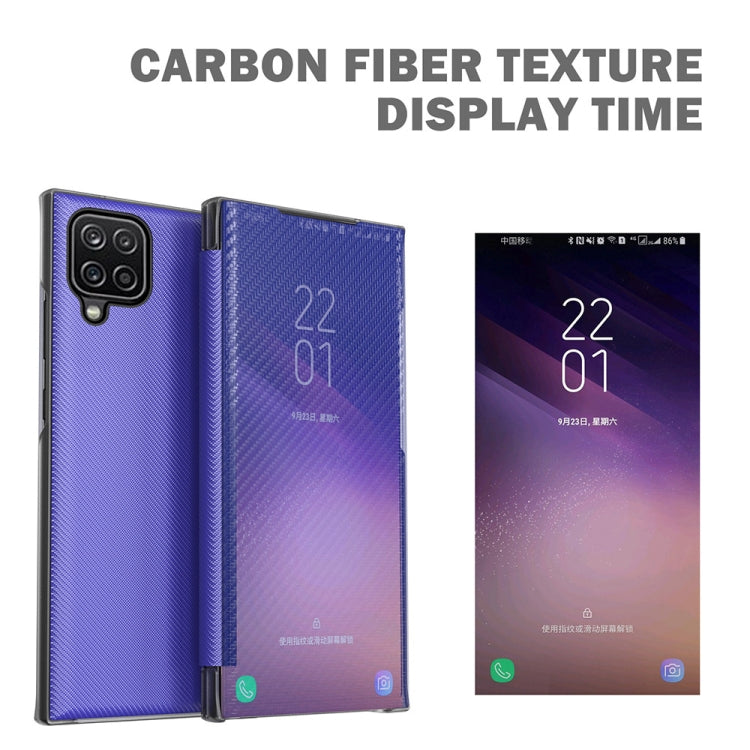 Carbon Fiber Texture View Time Horizontal Flip Leather Case with Holder & Touch Call Display ID