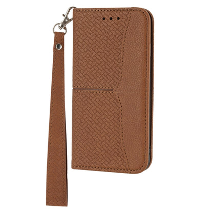 Woven Texture Stitching Magnetic Horizontal Flip PU Leather Case with Holder & Card Slots & Wallet & Lanyard