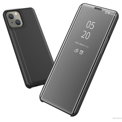 Plated Mirror Horizontal Flip Leather Case with Holder