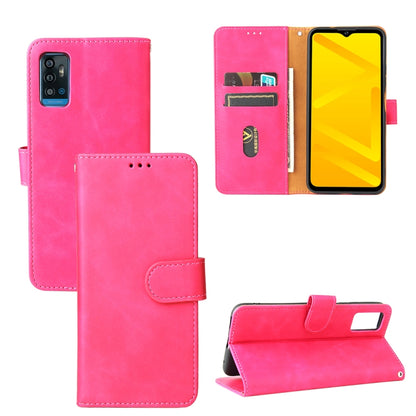 Solid Color Skin Feel Magnetic Buckle Horizontal Flip Calf Texture PU Leather Case with Holder & Card Slots & Wallet